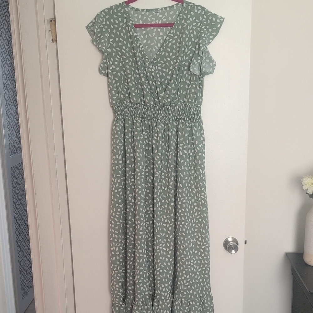 Green Floral Midi Dress